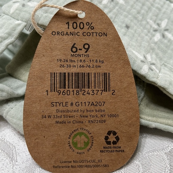 Baby girl sage green dress 100% cotton! New!! - Picture 5 of 5